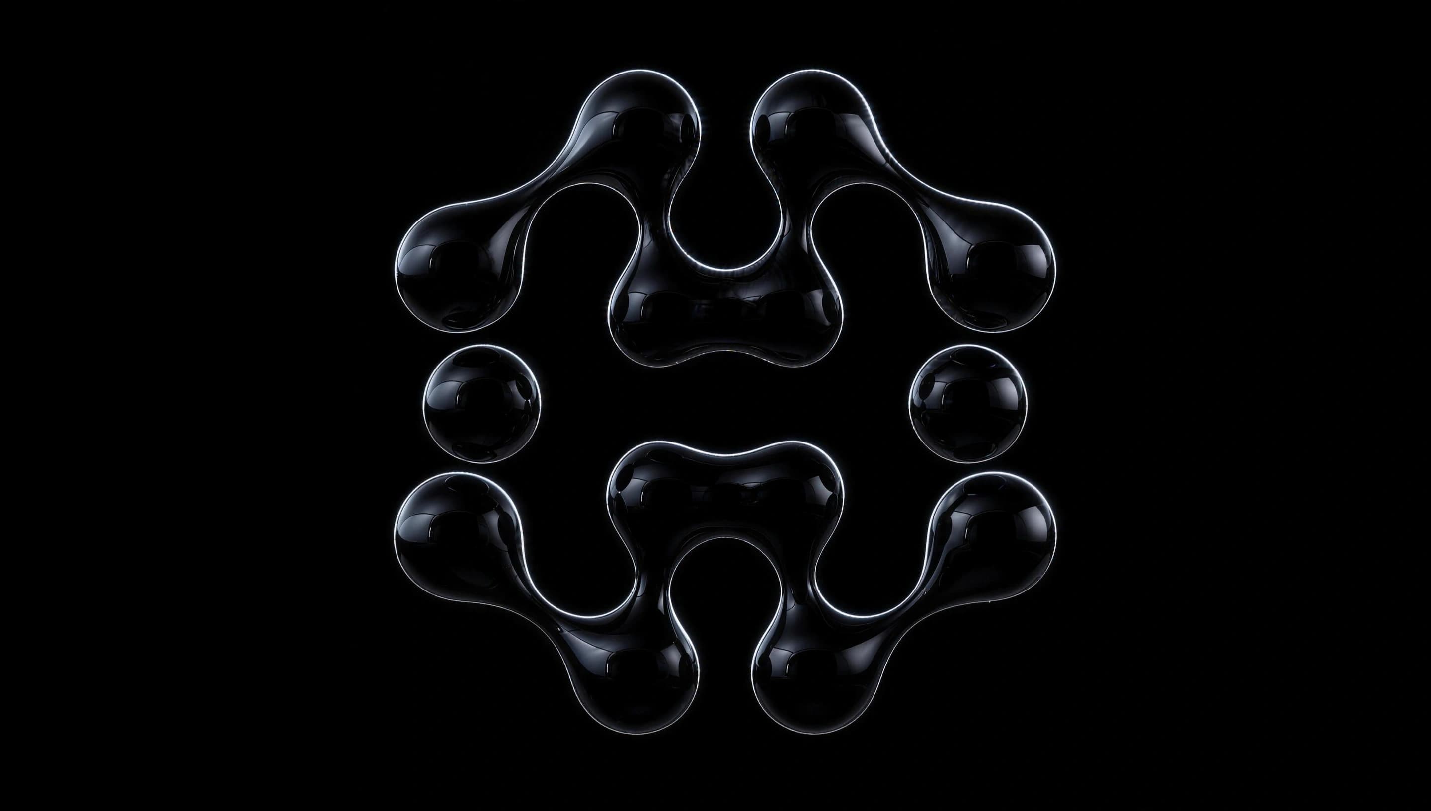 The House symbol sculpted in black glass, with a fine silver reflection against a black background.